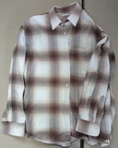 GU　フランネルチェックシャツ(長袖)A　 36 BROWN　Lサイズ