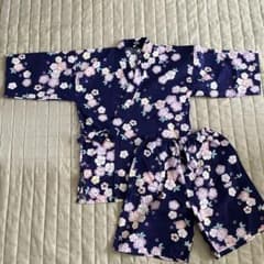 甚平 上下セット 紺地 桜柄 綿100% 夏祭りのサムネイル