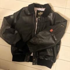 DAKOTA レザーボンバージャケット ブラック 襟切り替え シガレット 