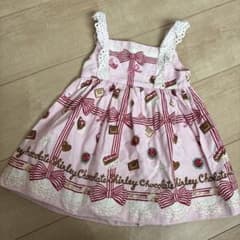 シャーリーテンプル♡ドーナツエプロンワンピース♡90センチ♡限定ピンク シャーリーテンプル♡エプロン付きワンピースセット♡90センチ♡長袖