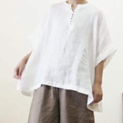 a+ koloni/コロニー リネンボイルヘンリーネックブラウス新品未使用 