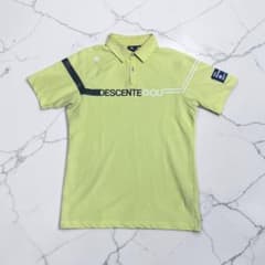 DESCENTE GOLF デサントゴルフ 半袖 ポロシャツ ロゴ ライムカラー