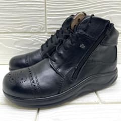 【美品】フィンコンフォート 【23.0】 レザー ハイカット Wサイドジップ 黒 美品】フィンコンフォート 【23.0】 レザー ハイカット Wサイドジップ