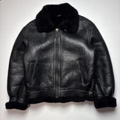 90s vtg b-3 mouton flight jacket black L | Mercari