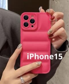 iPhone15 耐衝撃 ダウン型 スマホ ケース シリコン ホットピンク 人気のサムネイル