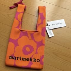 新品]マリメッコ ウニッコ ニットトートバッグ オレンジ ピンク - メルカリ