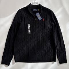 新品未使用タグ付き ポロラルフローレン 現行 ケーブルニット L 黒