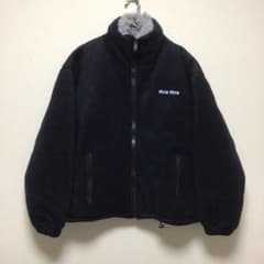 美品miu miu ネイビー ジップアップジャケット フリース ミュウミュウ