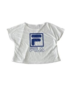 FILA ビッグロゴ Tシャツ 白 青 y2k 90s スポーツmix 短丈のサムネイル