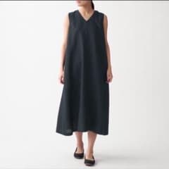 ★新品 定価4990円 無印良品 フレンチリネン洗いざらしノースリーブワンピースのサムネイル
