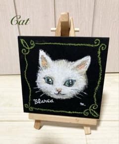 [원화] 고양이의 초크 아트 * 10cm * 현관이나 방에 * 고양이 좋아하는 사람에게 인기