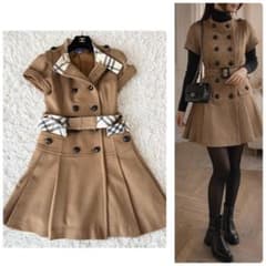 バーバリーブルーレーベル ウール ワンピース コート ノバチェック