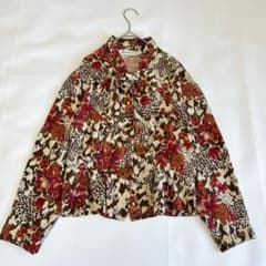 PIERRE BALMAIN/ピエールバルマン ボウタイブラウス ペプラム 花柄