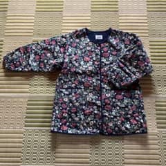 V&A サロンジェ 花柄ルームウェア ネイビー　割烹着　エプロン　部屋着 V&A サロンジェ 花柄ルームウェア ネイビー 割烹着 エプロン 部屋着