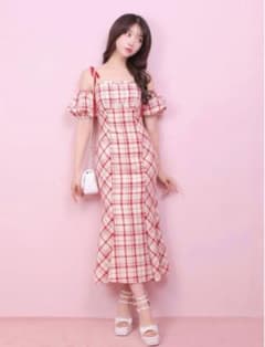 Mmeeme 2way check long mermaid dressのサムネイル