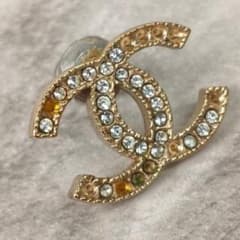 CHANEL シャネル ココマーク ラインストーン ピアス 片耳 ゴールド