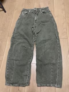 ZARA デニムパンツ カーキ ワイドシルエットのサムネイル