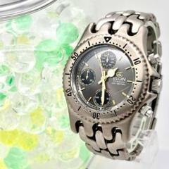 【新品電池】ELGIN クロノグラフ メンズ 腕時計 チタン ダイバー 200M 新品電池】ELGIN クロノグラフ メンズ 腕時計 チタン ダイバー