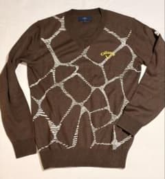 Callaway Vネック ニット M ブラウン 総柄 ロゴ刺繍 ゴルフのサムネイル
