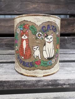 リメイク缶 リメ缶 3ネコラベル - メルカリ