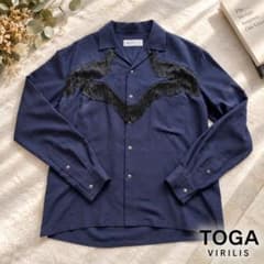 レア美品✨ TOGA VIRILIS フリンジ ウエスタンシャツ ネイビー - メルカリ