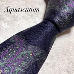 美品】 アクアスキュータム ネクタイ ペイズリー柄 ジャガード織