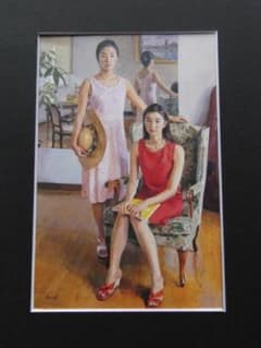 池田清明、【姉妹】、希少な大判額装用画集より、美品、日本人画家、新品額装付 m40571361344_1.jpg?1700794256