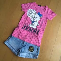 jenni ☆ 140 くま Tシャツ ピンク ドットのサムネイル