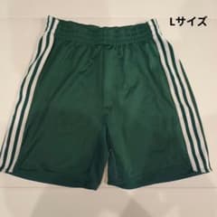 【日本製】アディダス 3ストライプ ショートパンツ グリーン Lサイズのサムネイル