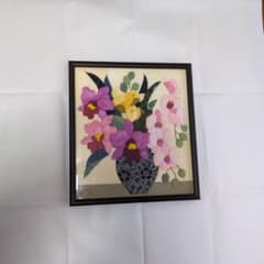 花のアート作品 黒いフレーム付き