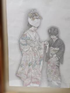 着物姿の女性 色鉛筆画 アート作品のサムネイル