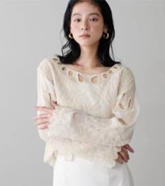 レースブラウスLARUTA コード刺繍シアートップスのサムネイル