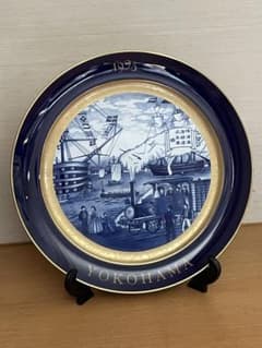 未使用】横濱増田窯 1998年 イヤープレート 横浜浮世絵 箱付き 皿立付