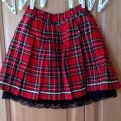 赤タータンチェック　プリーツスカートのサムネイル