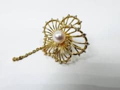 高級 K18 美品 田崎真珠 ピン ブローチ 真珠 ダイヤ 0.43ct - メルカリ