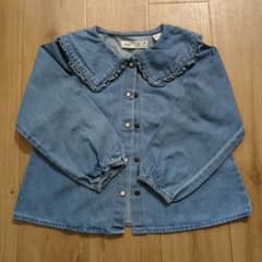 ZARA キッズ デニムブラウス フリル襟 104cmのサムネイル