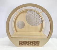 ケースのみ 桧ナチュラル 麻の葉レーザー彫刻 30丸型前開きアクリルケース ケースのみ 桧ナチュラル 麻の葉レーザー彫刻 30丸型前開きアクリル