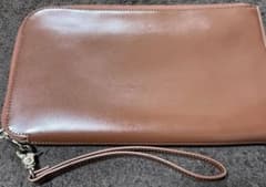 【シンプル美品】ブラウン クラッチバッグ レザー風のサムネイル