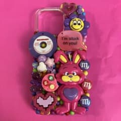 デコ電　iPhone16Pro ケース うさぎ　ピンク　パープルのサムネイル