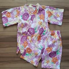 キッズ 甚平 上下セット 女の子 120cm 花柄のサムネイル