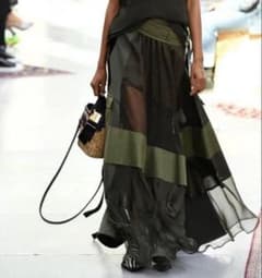 sacai パッチワーク シアー　ロングスカート　カーキ m40620304449_1.jpg?1783329787