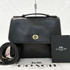 美品】オールドコーチ 322 ターンロック 2way ハンドバッグ レザー 黒
