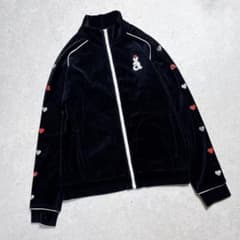 アルチビオ【２３AW】ベロアブルゾン　ジャケット　黒S　スパンコールロゴ アルチビオ【23AW】ベロアブルゾン ジャケット 黒S スパンコールロゴ