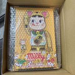 BE@RBRICK招き猫ペコちゃん金メッキ蓄光ミルキー入り100% & 400