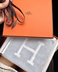HERMES エルメス タオルハンカチ Hロゴ ライトブルー | Mercari