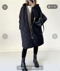撥水・防汚加工】美シルエット3wayキルティングフードコート ブラック 