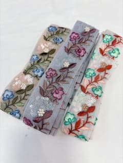 刺繍リボン 3本セット 花柄 ハンドメイド素材のサムネイル