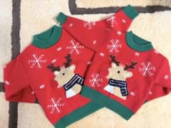 ペア　トナカイ ニット セーター 赤 クリスマス　90cm 120cmのサムネイル