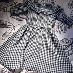 INGNI FIRSTブラックチェック柄 五分袖ワンピース　　◯