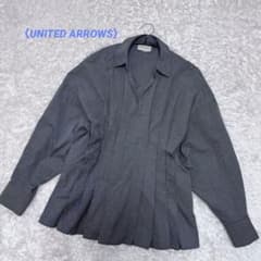 UNITED ARROWS〉タック長袖ブラウス シャツ ダークグレードルマン袖 